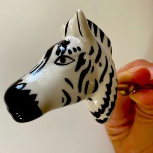 6 Ceramic Zebra Drawer Knobs